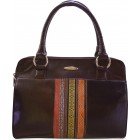 Aztec printed black & brown terracota leather hand bag C11448-2